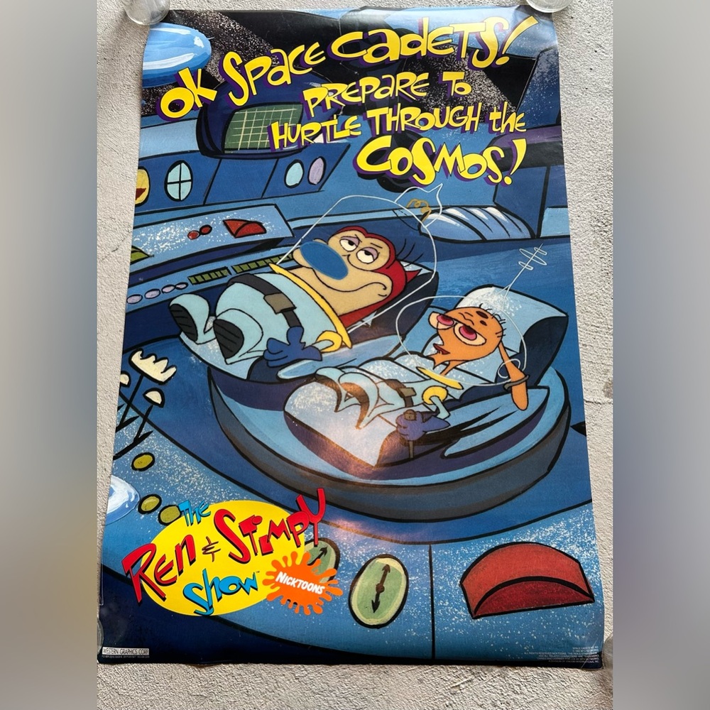 Vintage 1992 Nickelodeon The Ren & Stimpy Show Poster, MTV, Nicktoons